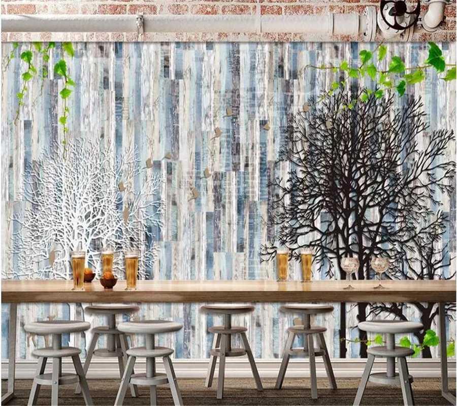 wellyu papel de pared Custom wallpaper Black and white sketch abstract minimalist tree restaurant bar background wall tapety