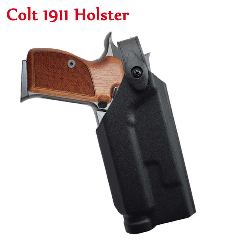 Handgun with holster Colt 1911 hunting equipment shooting pistol with holster carrier light