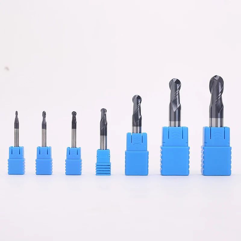 1 unidad de 2 flauta HRC58 1mm 2mm 3mm 4mm 5mm 6mm 100L 150L fresa de bolas de carburo de tungsteno broca en espiral cortador de punta de bola