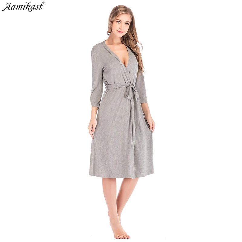 Aamikast Womens Maternity Pregnancy Labor Robe Delivery Nursing Nightgowns Breastfeeding Gown Maternity , Nursing Clothes