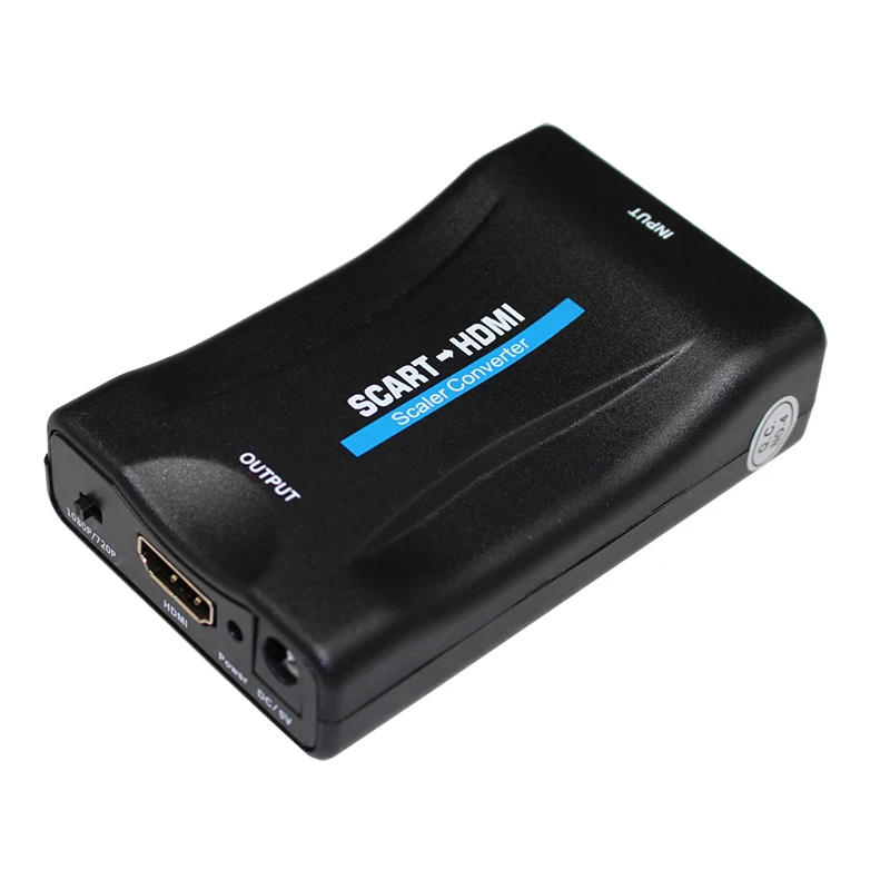 Adaptador convertidor de SCART a HDMI 1080p para vídeo y Audio, adaptador exclusivo para TV HD, DVD, Sky Box STB con Cable de CC