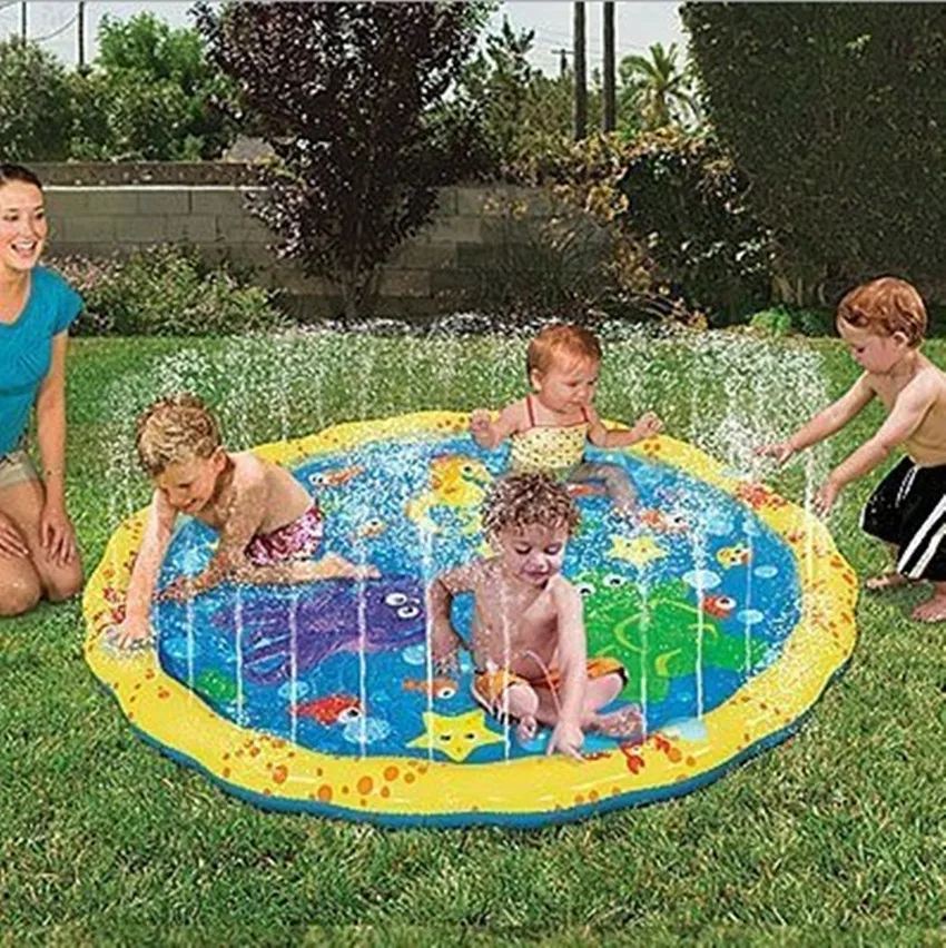 Juego de agua al aire libre para niños, colchoneta de playa, cojín rociador de césped, juguetes para jugar en el agua