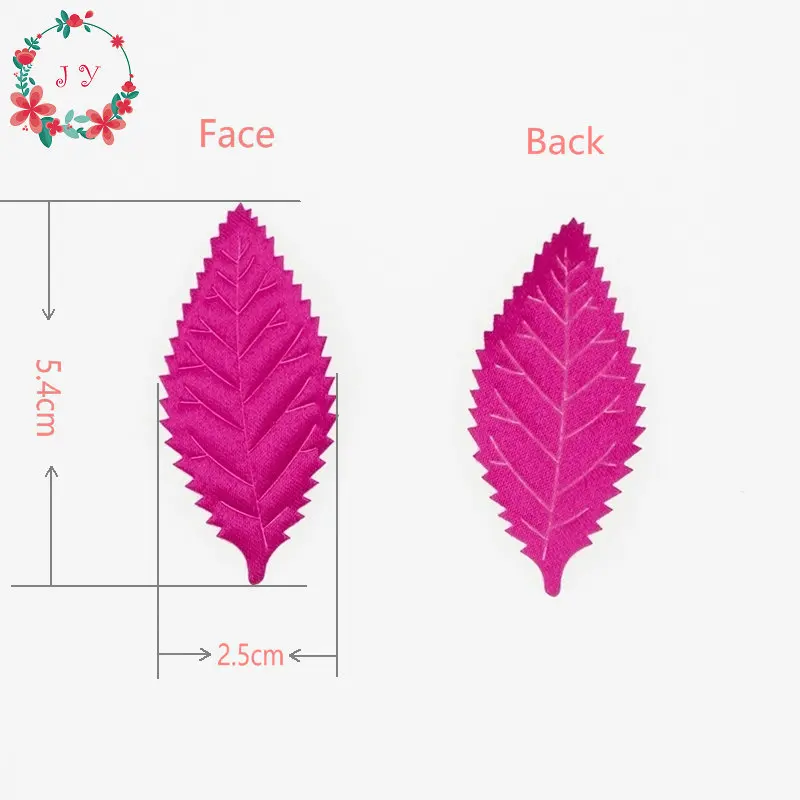 Set of 100pcs 54mm*25mm Satin Leaves Red,Navy Blue,Hot pink Leaf Shape Felt Appliques for DIY Sewing Supplies Craft Accessories