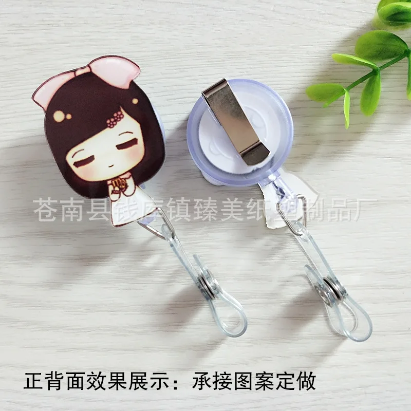 New Cute Cartoon Badge Clip 4 PCS/Lot Korean Fashion Certificate Telescopic Buckle Badge Clips