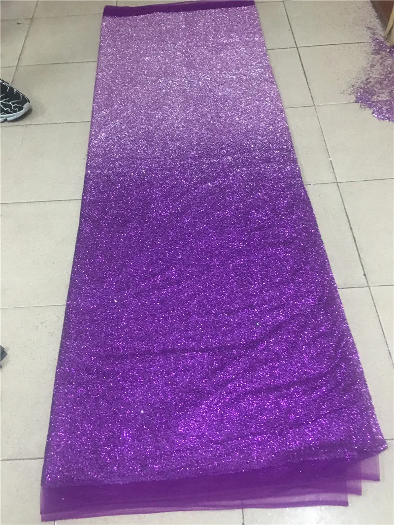 Tutti i viola di scintillio Più Nuovo H-1960 tulle africano tessuto di maglia sparkly incollato scintillio di paillettes tessuto di pizzo per il