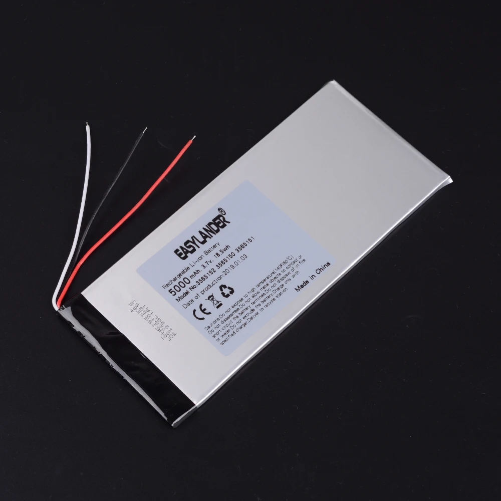 3wires 3.7V 5000mAh 3565152 Polymer lithium ion / Li-ion battery for tablet pc,POWER BANK,cell phone