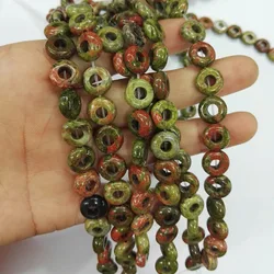 Wholesale 36pcs natural unakite stone beads round shape big hole beads For Bracelet necklace For Jewelry Making