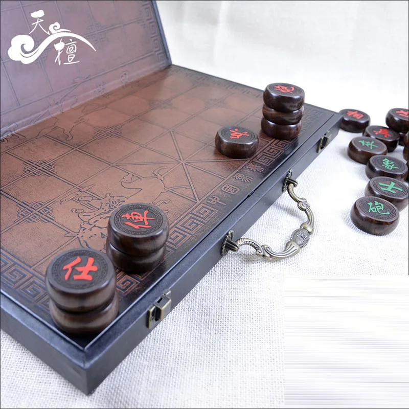 

BSTFAMLY Chinese Chess Rosewood Fold 32Pcs/Set Old Game of Go Xiang Qi International Checkers Folding Toy Gifts No Magnetic LC18