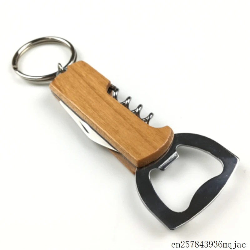 100pcs Red Wine Bottle Opener Keychain  Stainless Steel Corrosion-Resistant Anti Wear Keyring Wine Openers