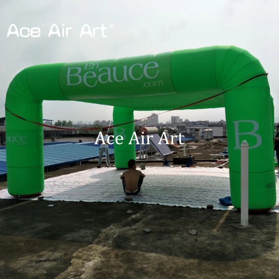 Equipo de exhibición verde de 3m H, refugio inflable ACE TUNNEL, tienda de campaña, cubierta de coche, refugio para exposición con 4 patas para Francia