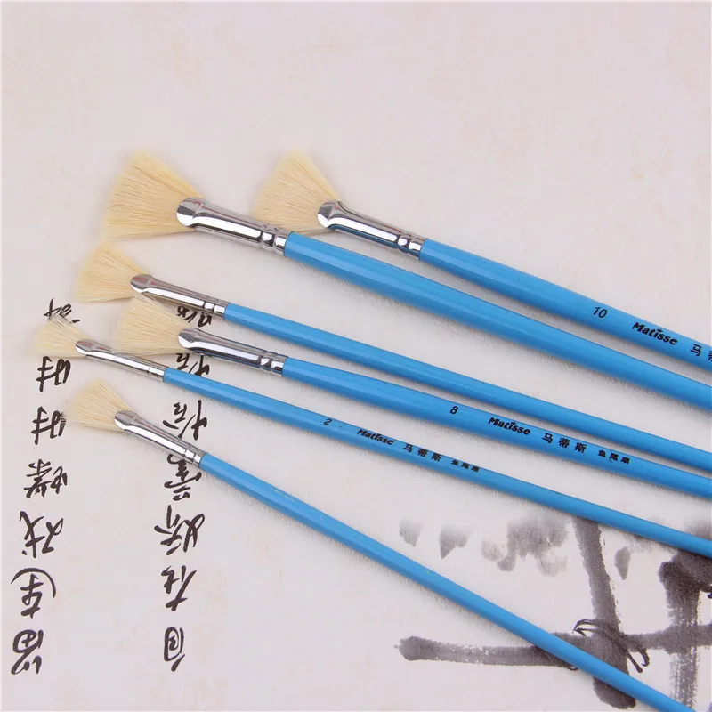 fish tail fan shape pig Bristle pen oil painting brush suit gouache paint brush acrylic brush art supplies Stationery