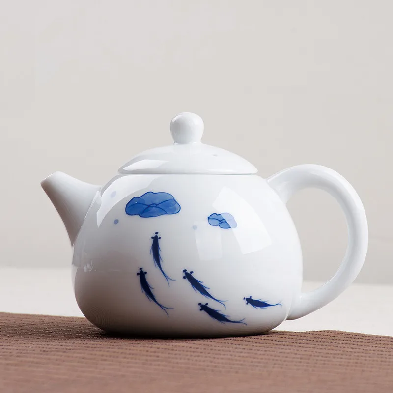 

Hand Painted Kung Fu Ceramic Teapot, Underglaze Color Porcelain Pot, Pu'er Tea Pot, Blue and White, Free Shipping, 300ml