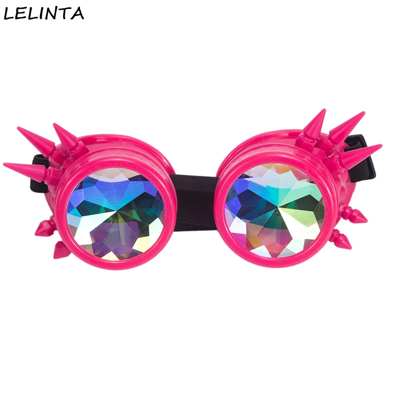 LELINTA 2022 Kaleidoscope Rainbow Crystal Lenses Steampunk Goggles Eyewear Punk Vintage Goggles Welding Cosplay Glasses