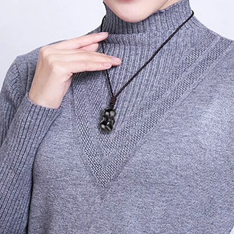 Natural Stones Obsidian Eyebrow Fox Pendants With Lucky Chain Jewelry Unisex Rainbow Eye Fox Pendant Necklace For Men Women New