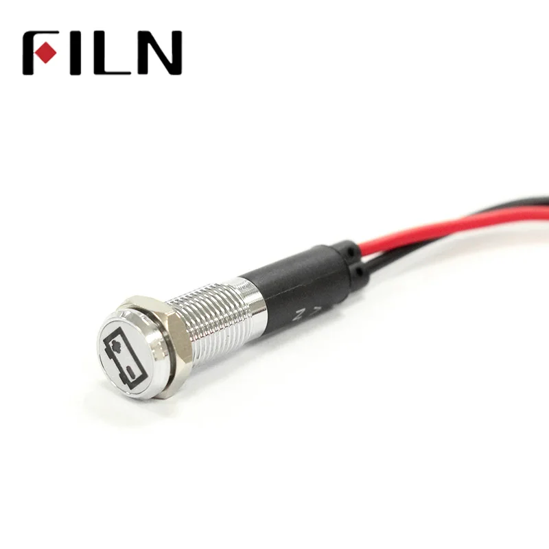 FILN-luces LED de señal para salpicadero de coche, lámpara de 8mm, 12V, rojo y amarillo, luz piloto con símbolo, 50 unidades