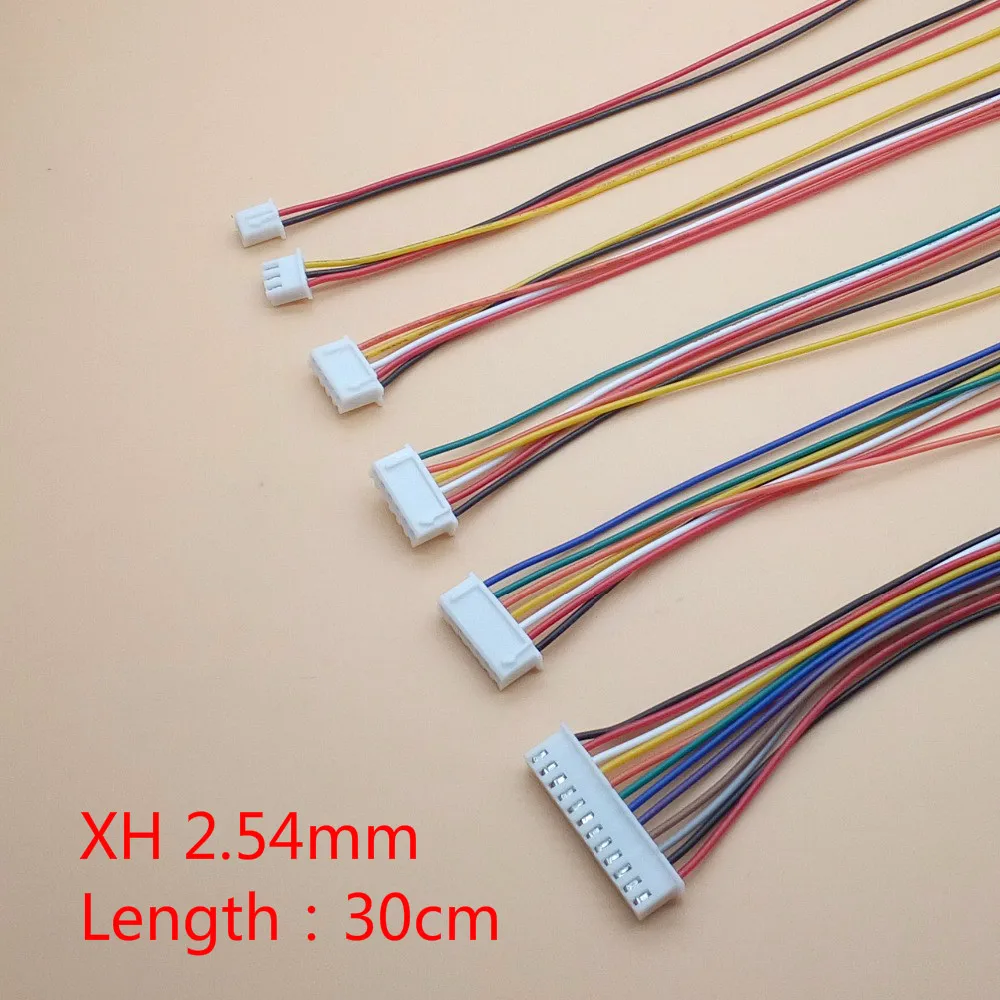 10szt/lot JST XH 2.54 2/3/4/5/6/7/8/9/10 Pin Pitch 2.54mm Złącze Wtyczka Przewód Kabel 30cm Długość 26AWG