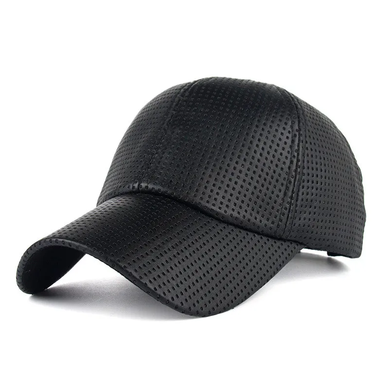 

Artificial Leather PU Material Solid Color With Venting Holes Men Summer Mesh Baseball Caps Women's Snapback Hats Dad Hats BQ093