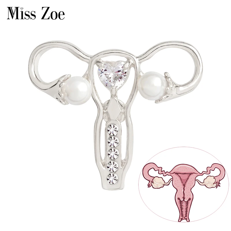 

Female Womb uterus Brooch Pins Zircon pearl Organ medical jewelry Gynecology Medicine Symbol gift for Doctor Nurse