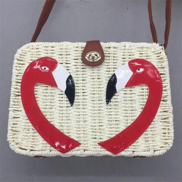 New Straw bag candy colored rattan bag beach bag Japanese cartoon casual fashion handbags College Wind Moe package