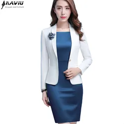 Naviu Professional Women White Blazer New Spring Fashion Clothes Business Formal Jacket OL Office Lady Work Wear