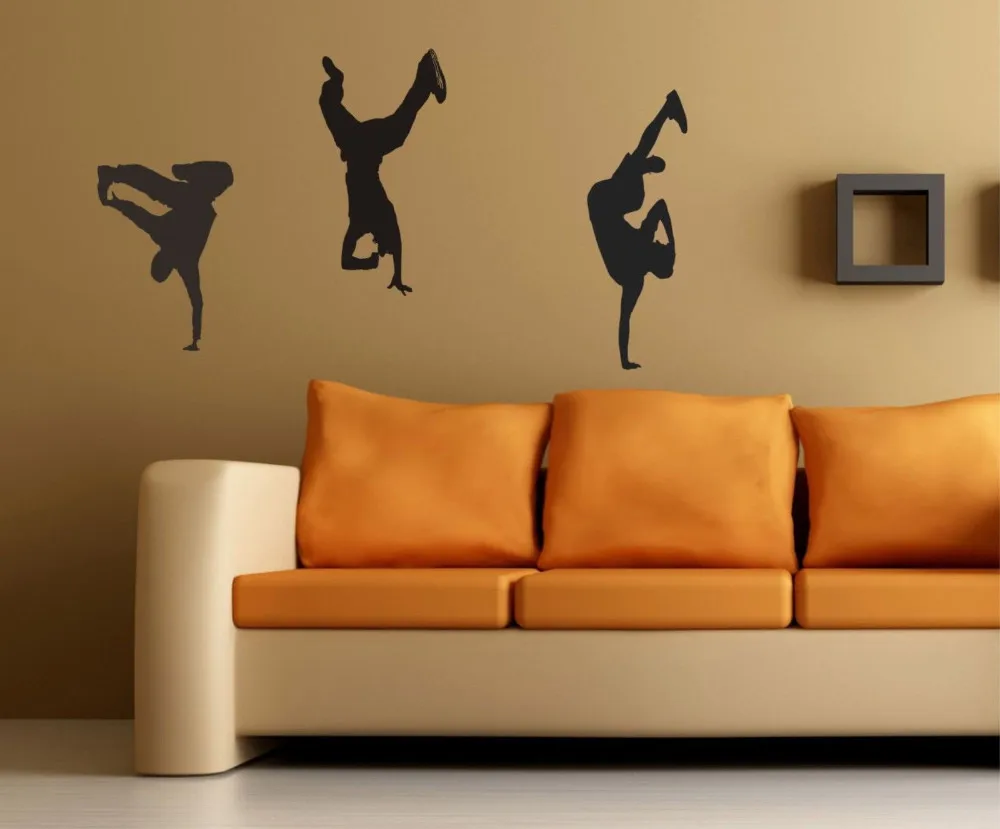 Breakdancers Wall Decals Removable Dancer Stickers Bboy Hip Hop Rap Breakdance