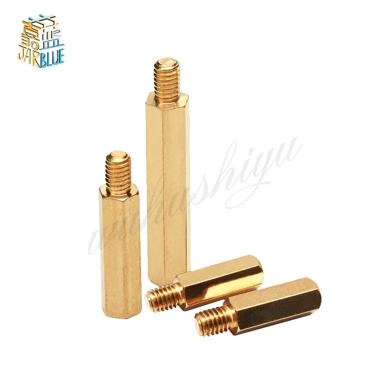 100pcs 3mm Thread M3 Hex Brass Standoff Spacer Male to Female Brass spacing screws pillar M3*4/5/6/7/8/9/10/11/12/13/14/16+4mm