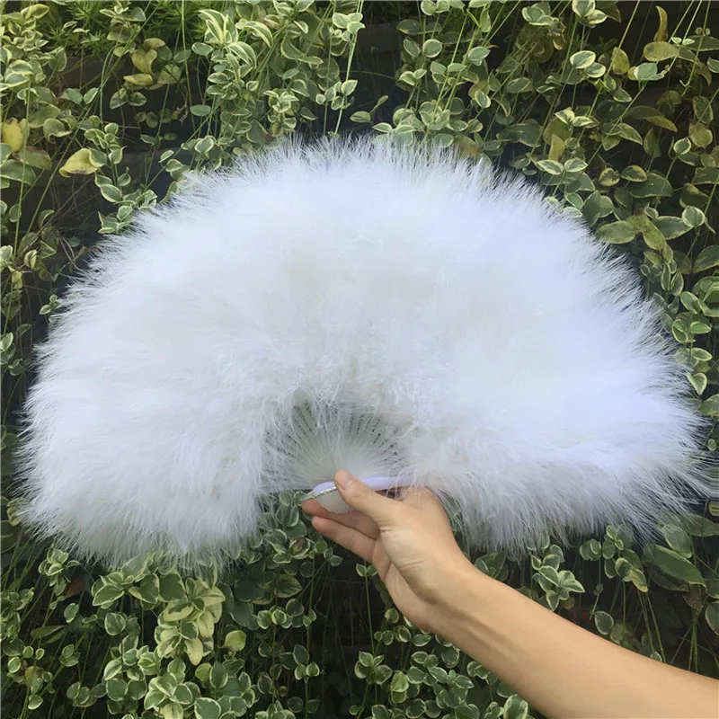 20pcs Thick Feather Fan Dance Fan Cheongsam Show Stage Performance 50 * 30cm Turkey Velvet Party Hand Fans ZA4968