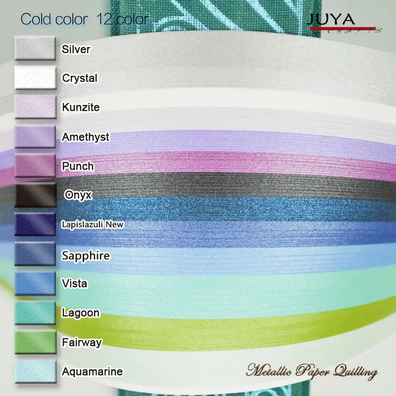 Juya Metallic Paper Quilling 24 Mixed Colors Set 2/3/5/7/10mm width Available, double side paper stripshining