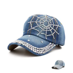 Gorący hurtownia 2018 wiosna lato jesień popularne kobiety dziewczyna kobieta Denim czapka typu Snapback Rhinestone krzyż dopasowane czapki bejsbolówki kapelusze