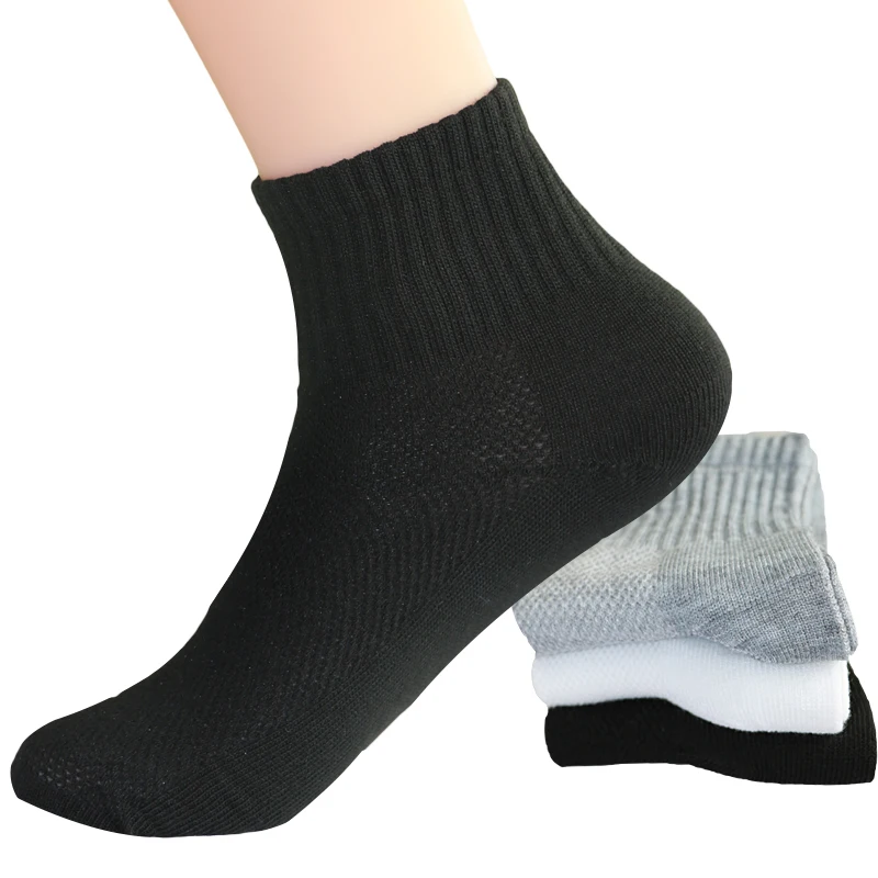 Calcetines cortos de algodón para hombre, medias de malla transpirable, informales, color blanco, negro y gris, para verano y otoño, lote de 10