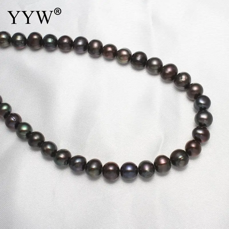 Grade A 8-9mm Natural Freshwater Pearl Beads Round Black Pearl Loose Beads For DIY Necklace Bracelat Jewelry Making Finding