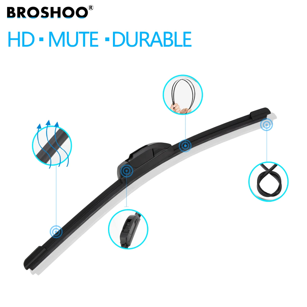 BROSHOO Universal U HOOK Auto Car Wiper Blades 14