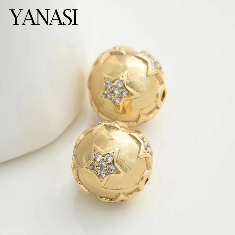 10mm Star Round Beads Copper Metal  For Jewelry Making Accessories Jewelry Findings Supplies DIY Woman Man Bracelet