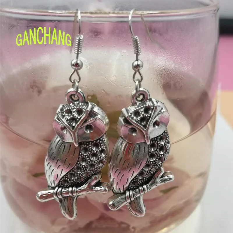 Ladies Vintage Bohemian Owl Earrings Animal Earrings Hip Hop Tremella Jewelry