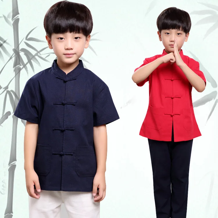 The children's costume cotton short sleeved Boy Costume China wind Hanfu costumes