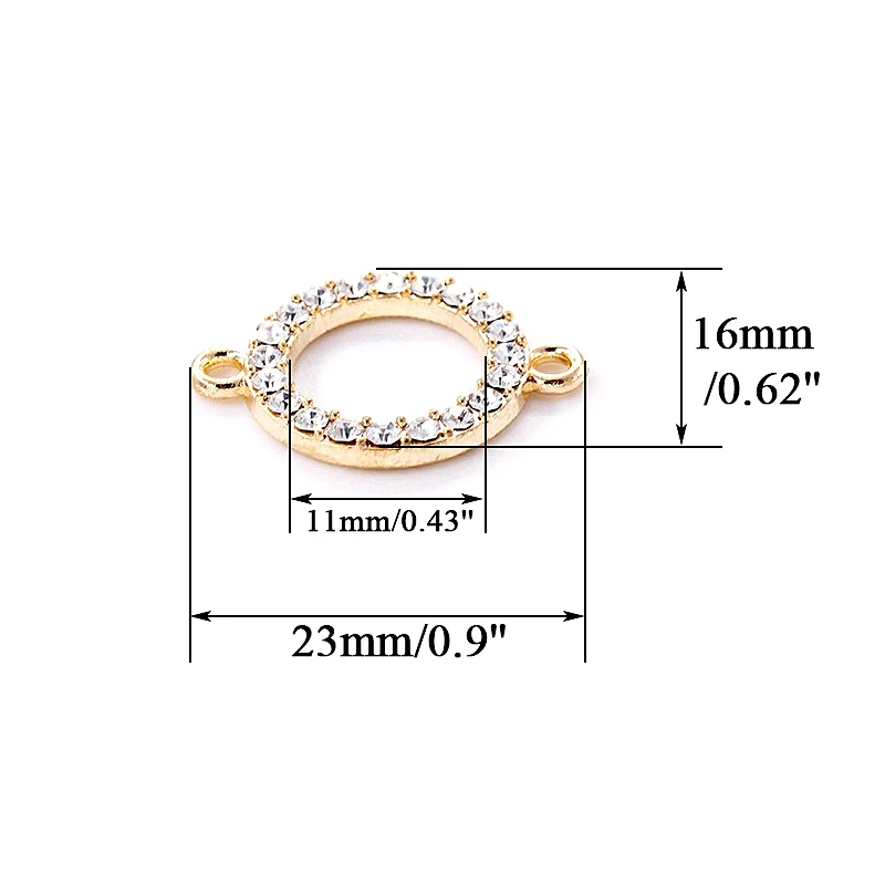 10pcs/lot Gold Silver Metal Round Rhinestone Connector for Bracelet Jewelry Making Accessories Craft DIY Handmade Findings