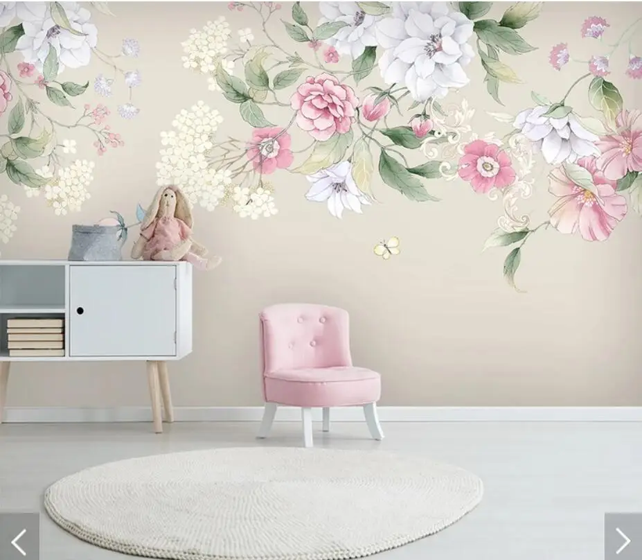 3D Watercolor Flower Wallpaper Mural Art  Decals HD Printed Photo  Paper Rolls Papel De Parede Floral papers Murals