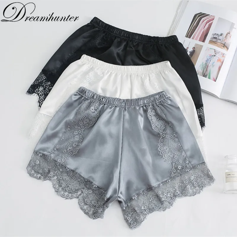 Silk Lace Shorts Women Underwear Safety Short Pants Summer Sexy Thin Loose Knicker Panties Under Skirt Shorts Boxer Brief Shorty