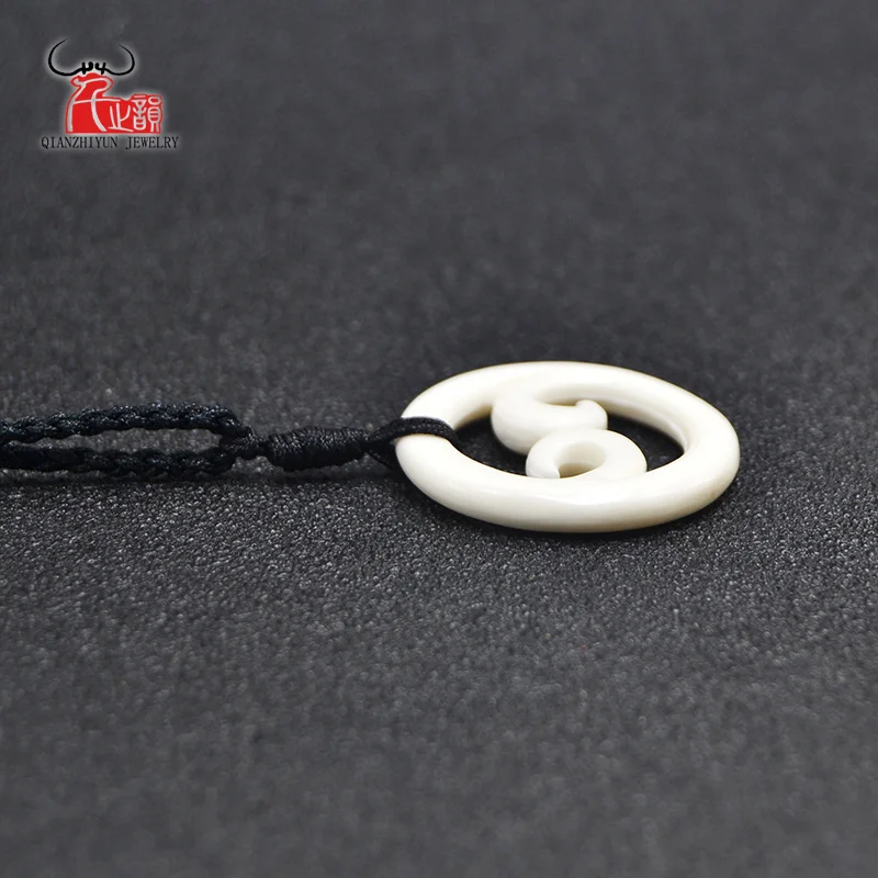 GX020 New Zealand Maori yak bone Koru pendant handmade jewelry Primitive tribes totem amulet sea waves pendant for surfing