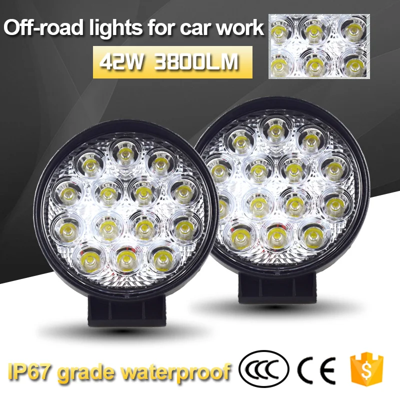 LED Work Light Bar 42W 4.4inch Car Light Bright Beam Spotlight Led Light for Car Offroad 4x4 ATV SUV Motorcycle Tractor Boat
