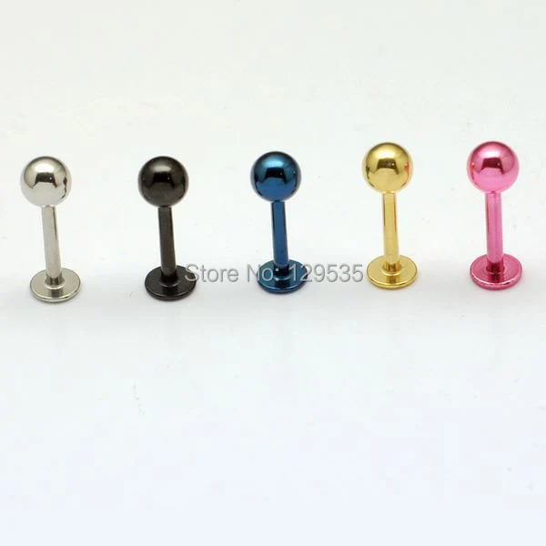 Hot Selling! Fashion 3 4 5mm Diameter 5 colors titanium steel Men Women Body Labret Lip Piercing Jewelry