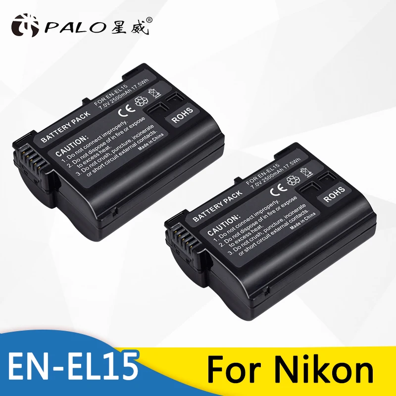 

PALO 2pcs EN-EL15 2499mAh Camera Battery for Nikon D500,D600,D610,D750,D7000,D7100,D7200,D800,D850,D810,D810A&1 V1