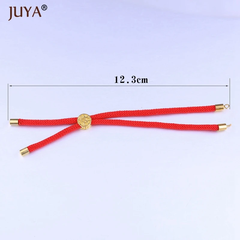 JUYA Black Red String Woven Rope Chain with Life Tree Slider Beads Adjustable Chains For Making Bracelets Link Connectors Charms