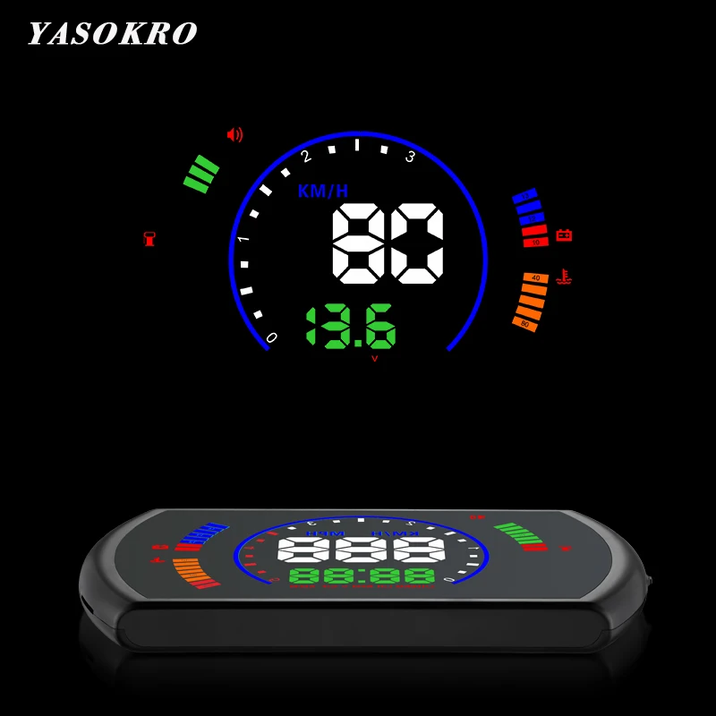 YASOKRO S600 Car HUD Head Up Display Car Speed Projector Digital Speedometer OBD2 EUOBD Over-speed Warning System