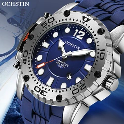 OCHSTIN New Fashion top brand luxury Sport Luminous Mens Watch Quartz Waterproof Military Silicone WristWatch Male Clock Relogio