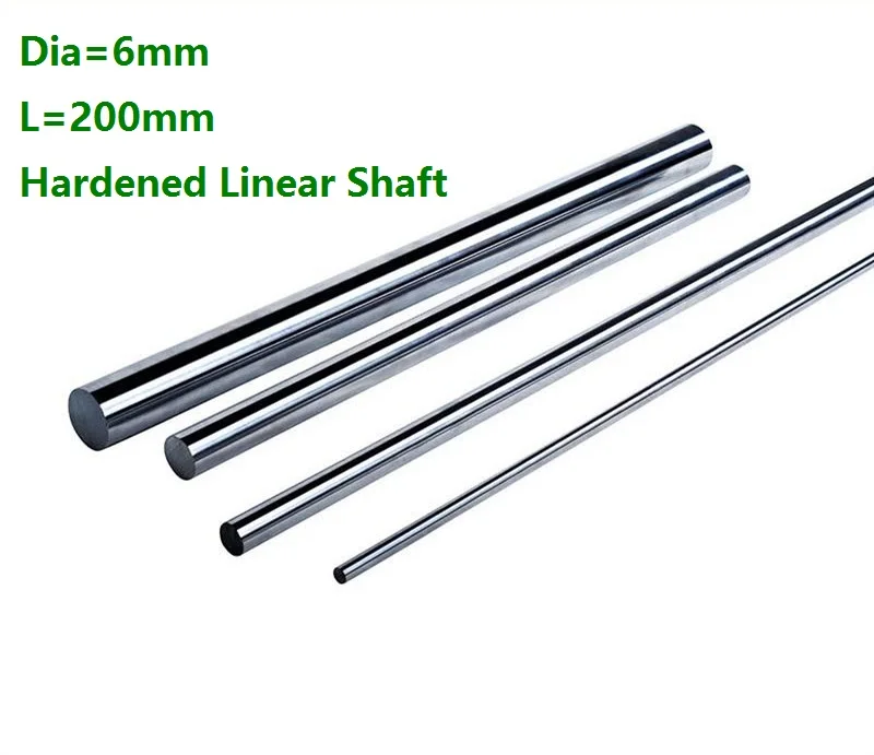 

100pcs/lot Dia 6mm shaft 200mm long Chromed plated linear shaft hardened shaft rod bar rail guide for 3d printer cnc parts