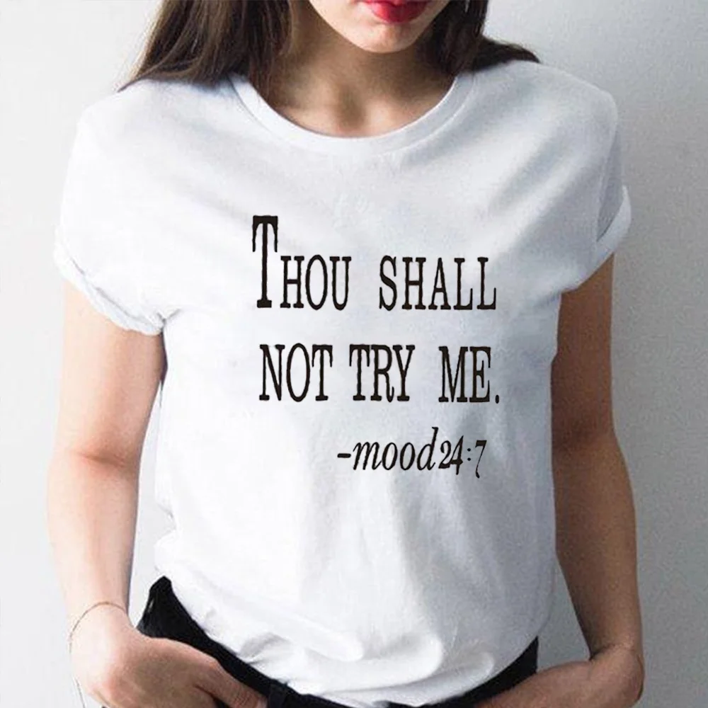 Sugarbaby Thou Shall Not Try Me Shirt Graphic Tees for Women Girls Cute t shirts Women top Fun Drinking T-shirt Mood Short Tops