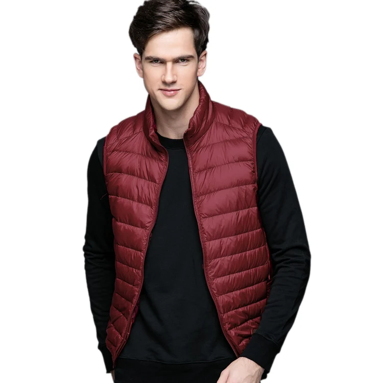 Chaleco ultraligero de plumón de pato para hombre, chaqueta sin mangas a la moda, abrigo de primavera, otoño e invierno, 90%