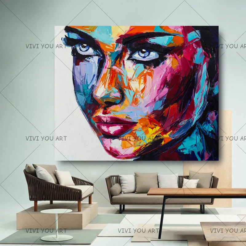 Christmas Large Size Fantasy Woman Face Canvas Handmade Oil Paintings Modern Wall Art Posters For Home Wall Decor
