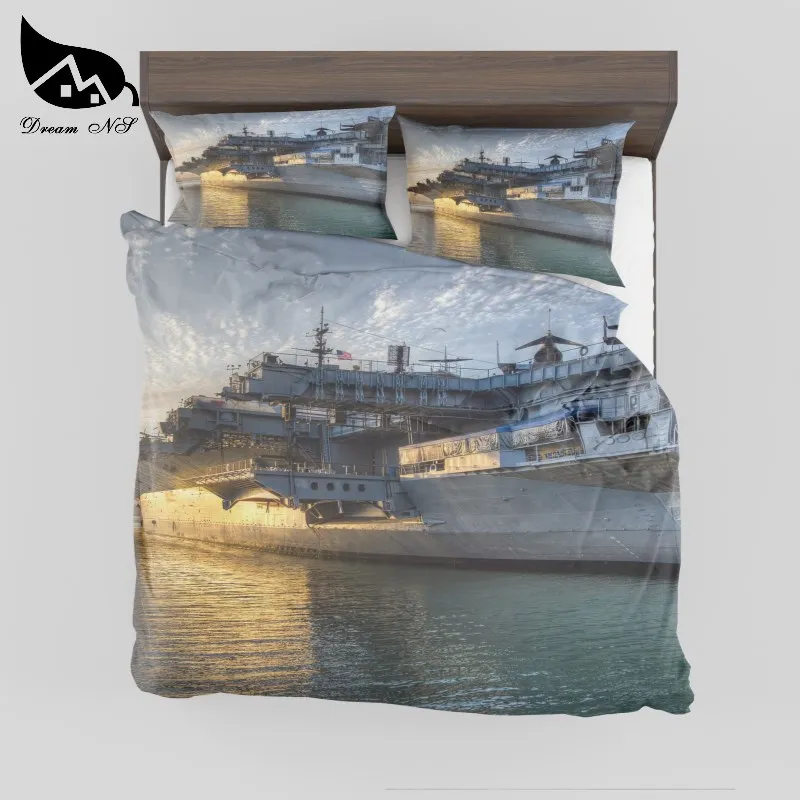 Dream NS High Definition 3D dropshipping bedding set Digital Print USS Gerald Ford and fighter Quilt cover Custom Home Textiles